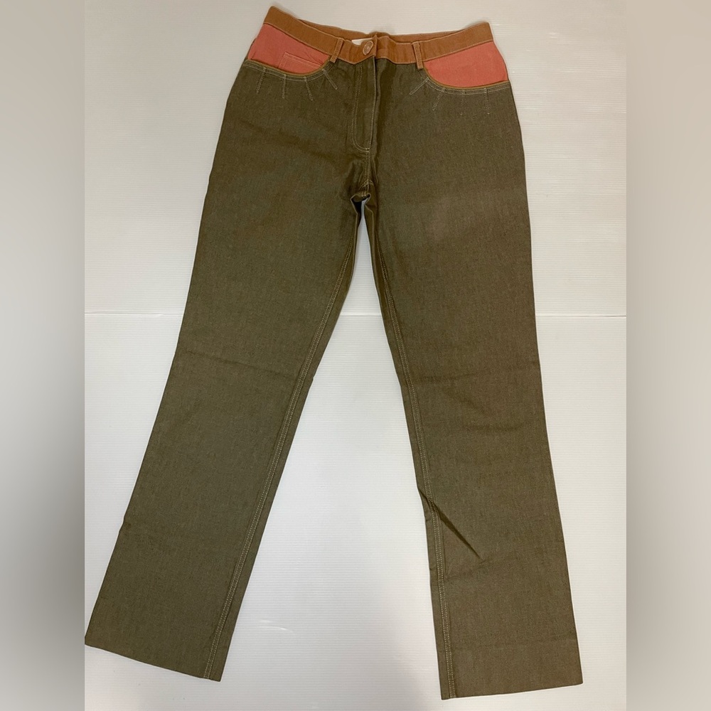 Marc Jacobs Olive and Coral Straight Leg Jeans